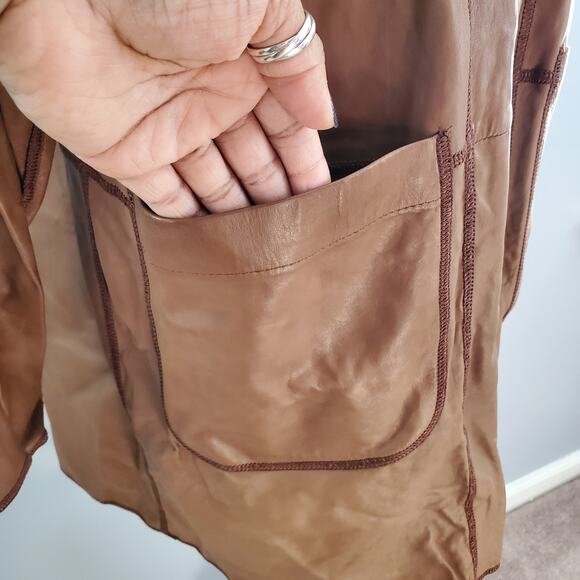 Vintage Vera Pelle Sasha Reversible Lightweight Soft Leather Hooded Jacket S - Picture 6 of 14